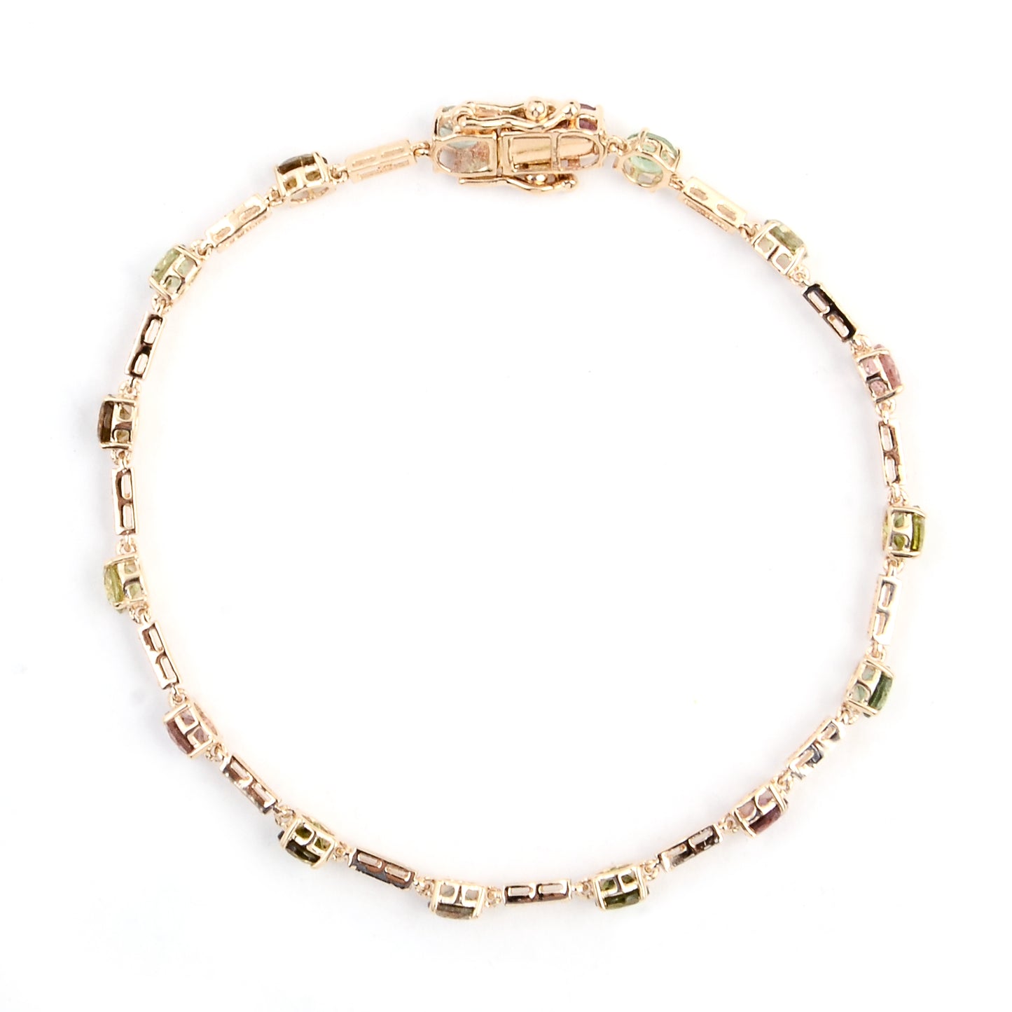 4.21 Ct Round Tourmaline 14K Gold Bracelet