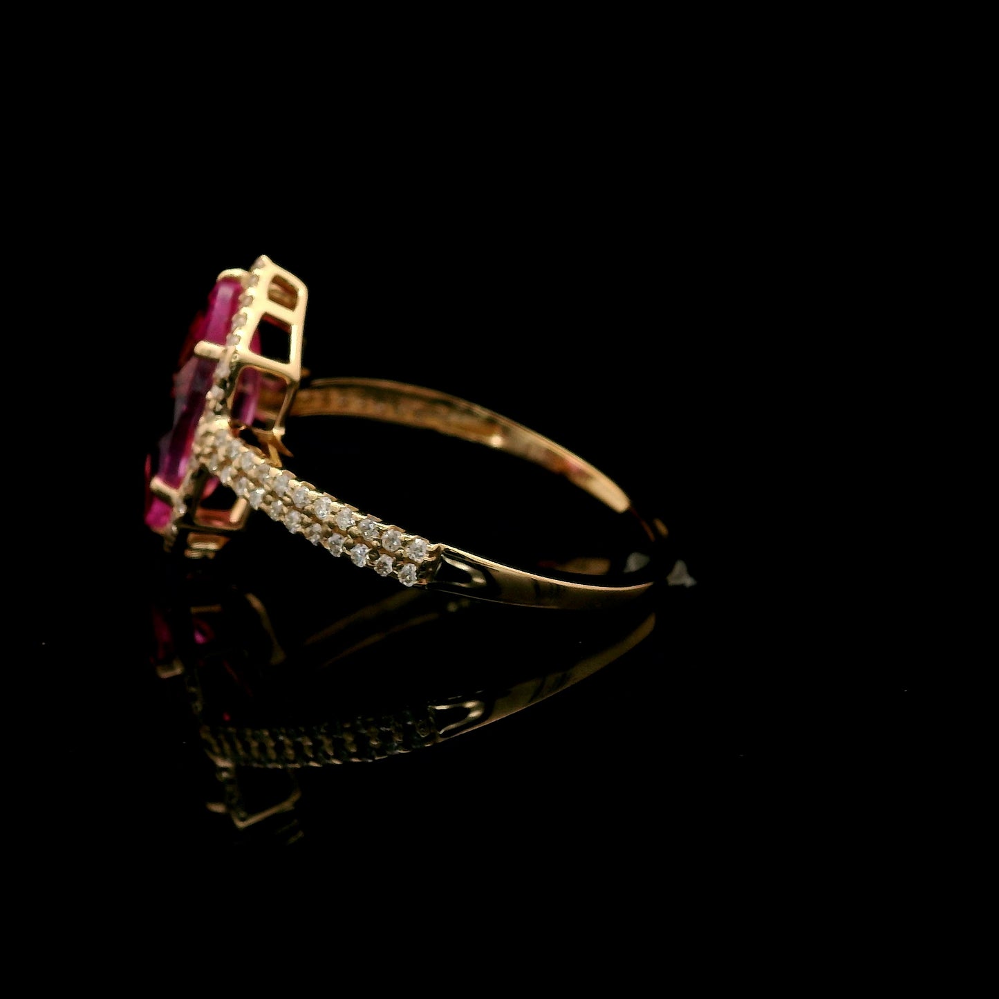 2.40 Ct Marquise Mixed Cut Lab Grown Pink Sapphire 14K Gold Ring