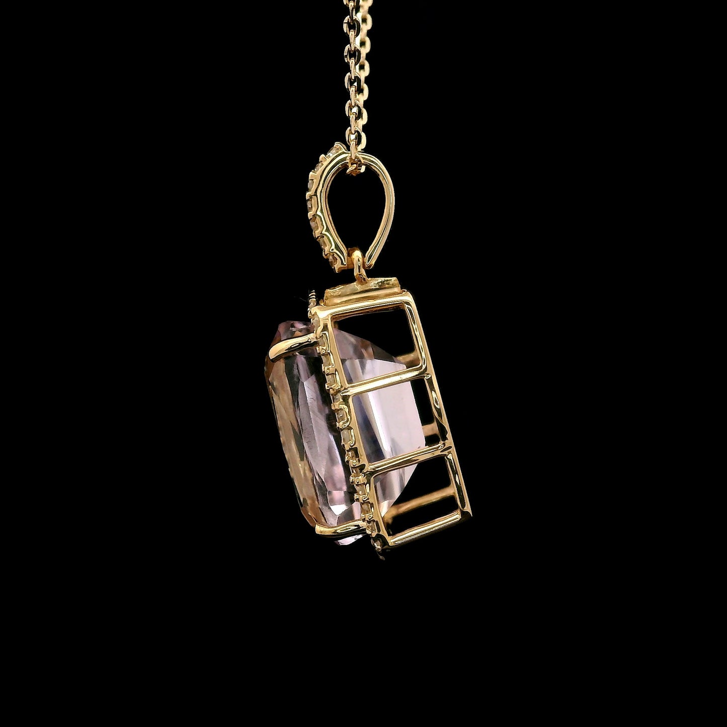 6.00 Ct Cushion Kunzite 14K Gold Pendant