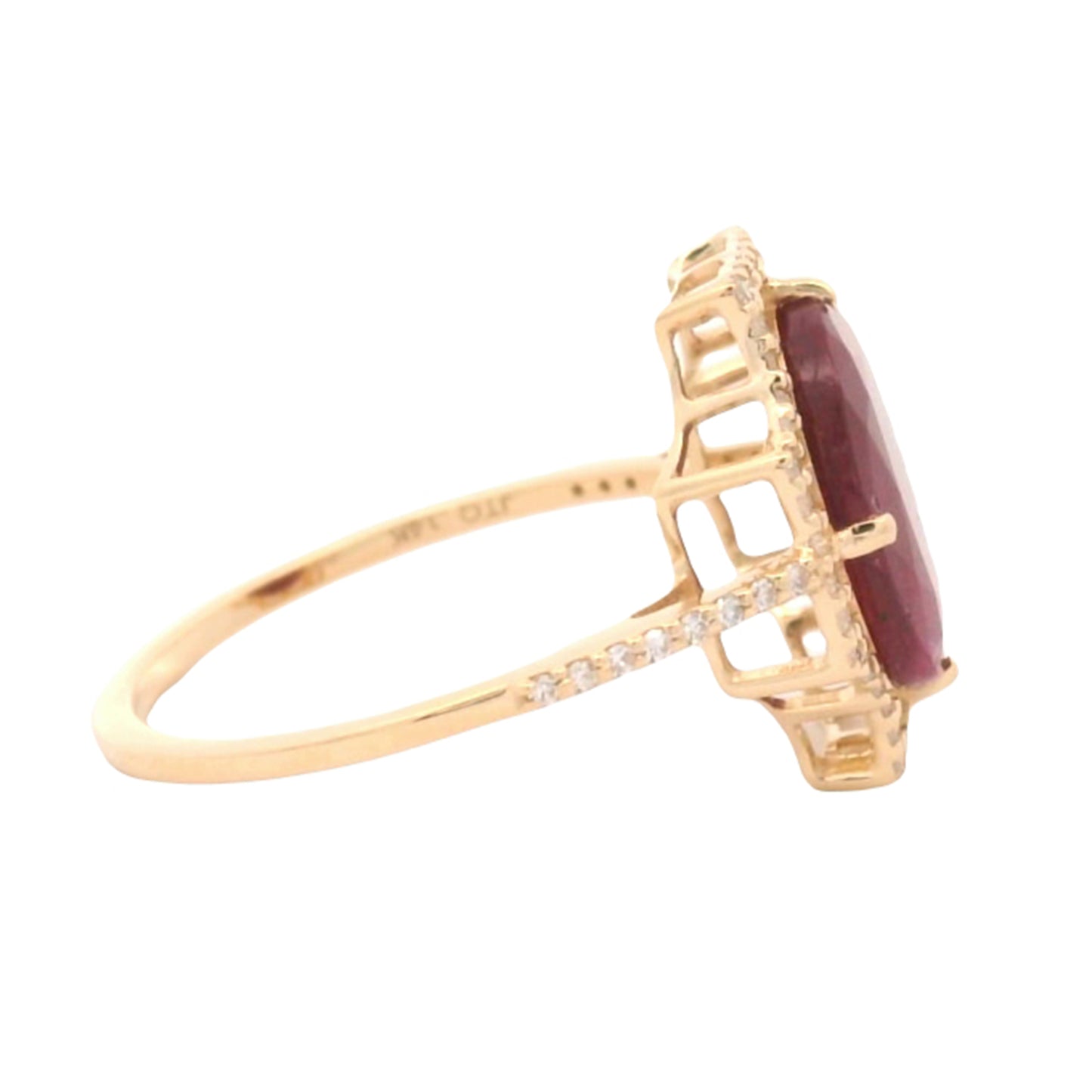 3.33 Ct Oval Mixed Cut Natural Corundum Ruby 14K Gold Ring