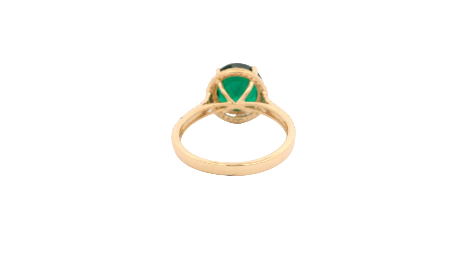 3.56 Ct Round Lab Grown Emerald 14K Gold Ring