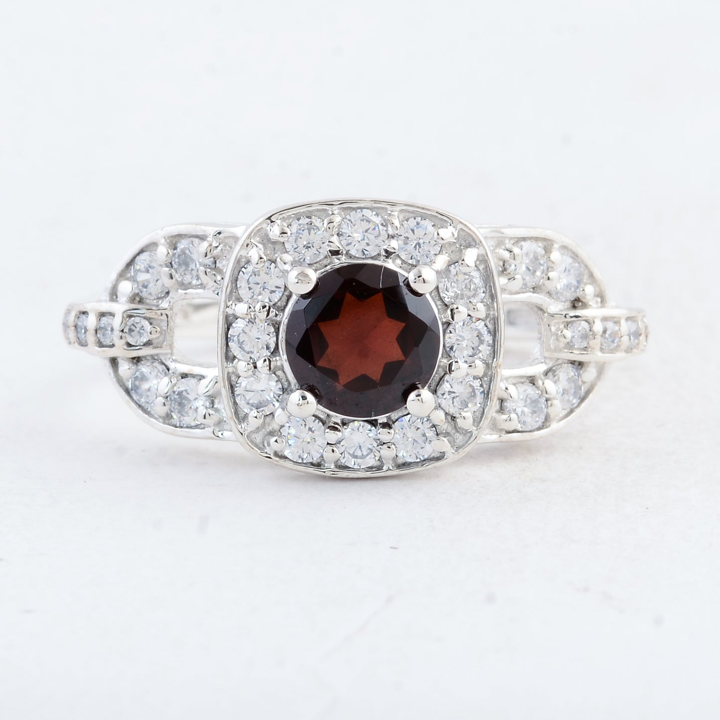 2.56 Ct Round Garnet 925 Sterling Silver Ring