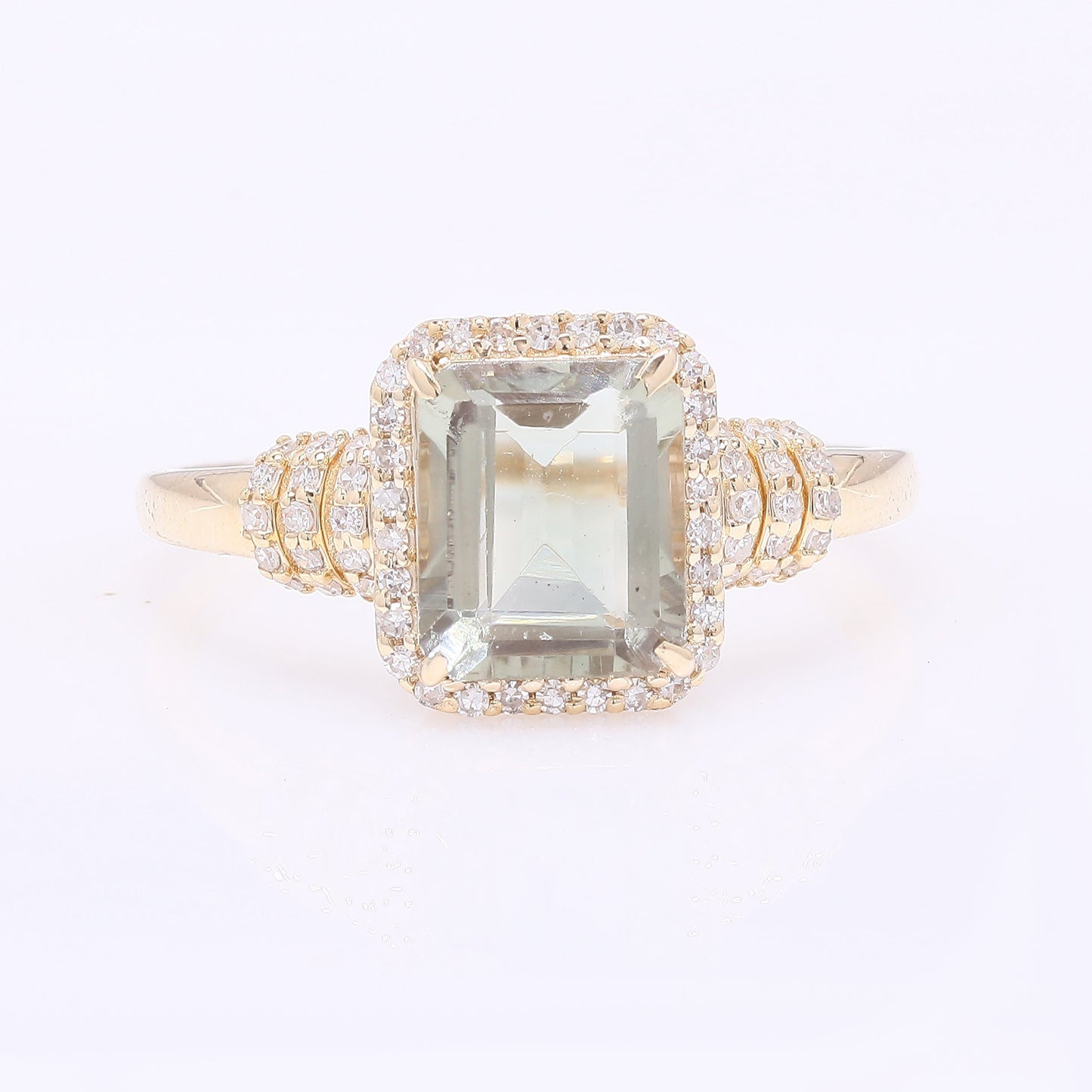 1.72 Ct Octagon Step Cut Natural Sunstone 14K Gold Ring