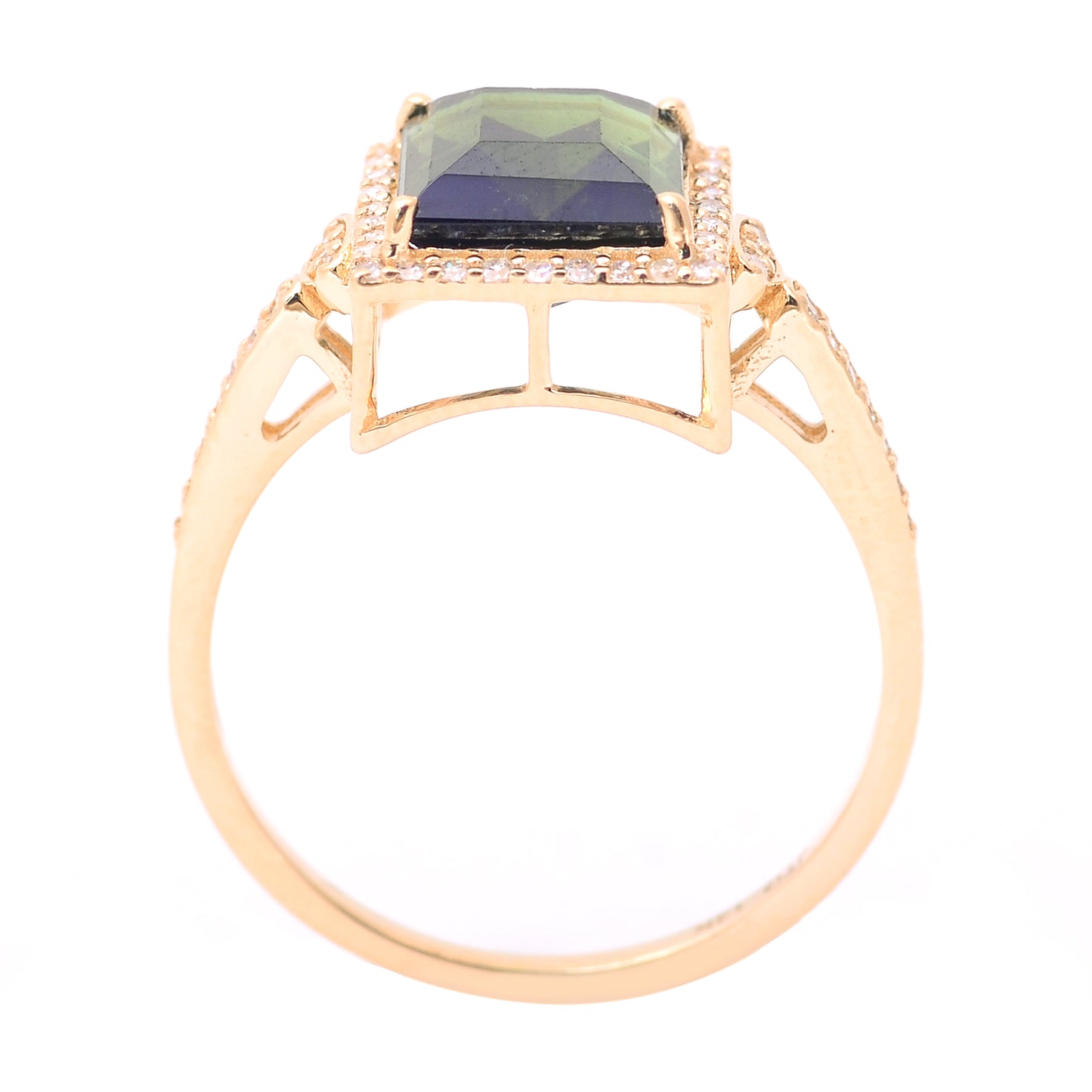 2.45 Ct Square Step Cut Natural Tourmaline 14K Gold Ring