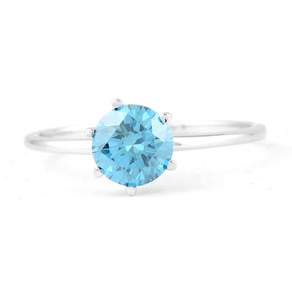 1.10 Carats Blue Lab Grown Diamond 14K Gold Ring