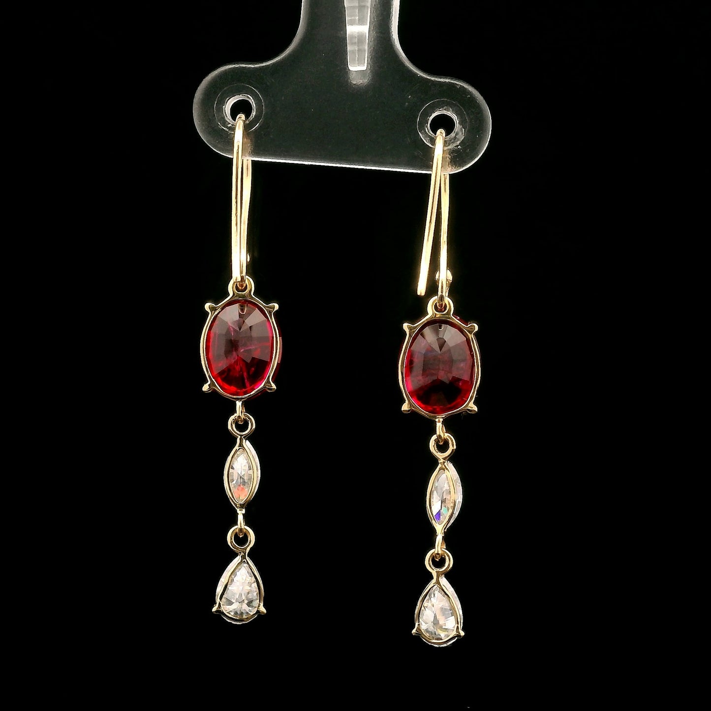 6.85 Ct Oval Mixed Cut Lab Grown Ruby 14K Gold Earrings