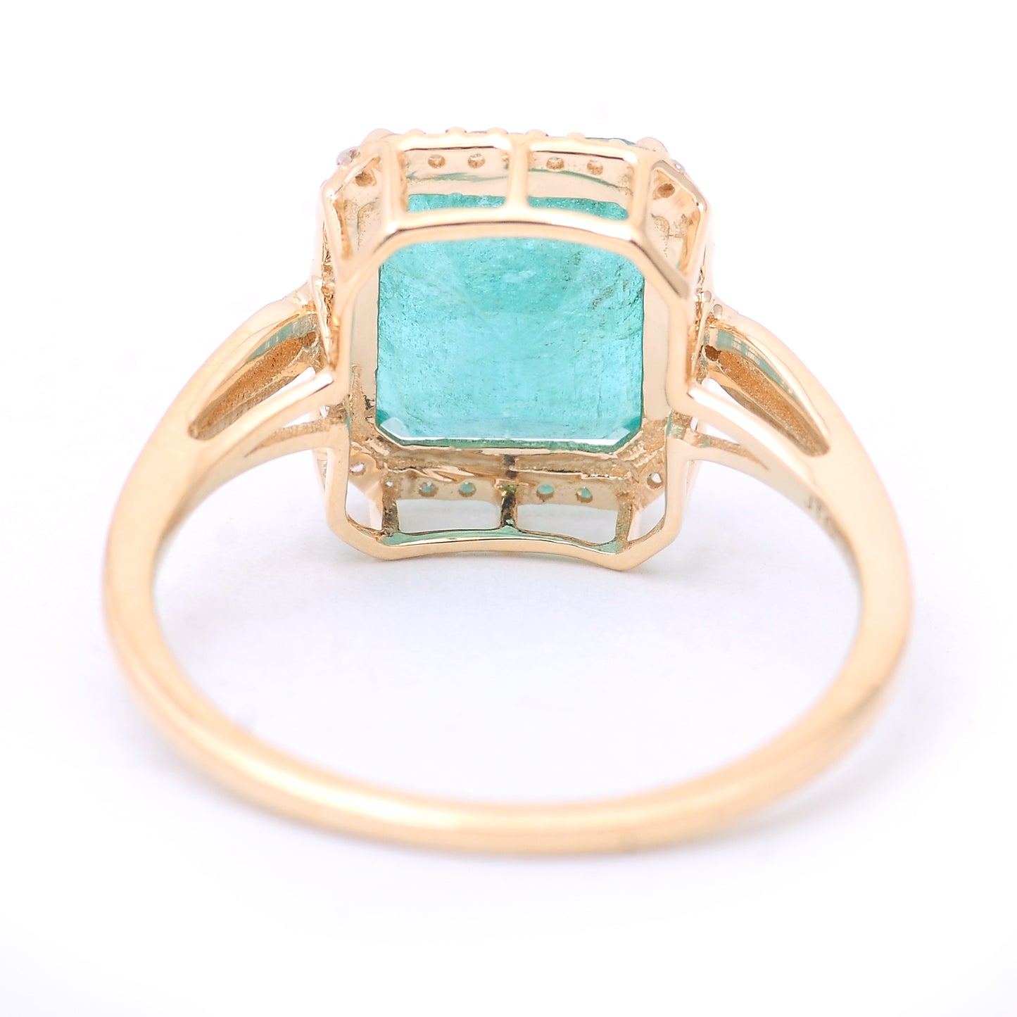 2.96 Ct Octagon Step Cut Natural Emerald 14K Gold Ring