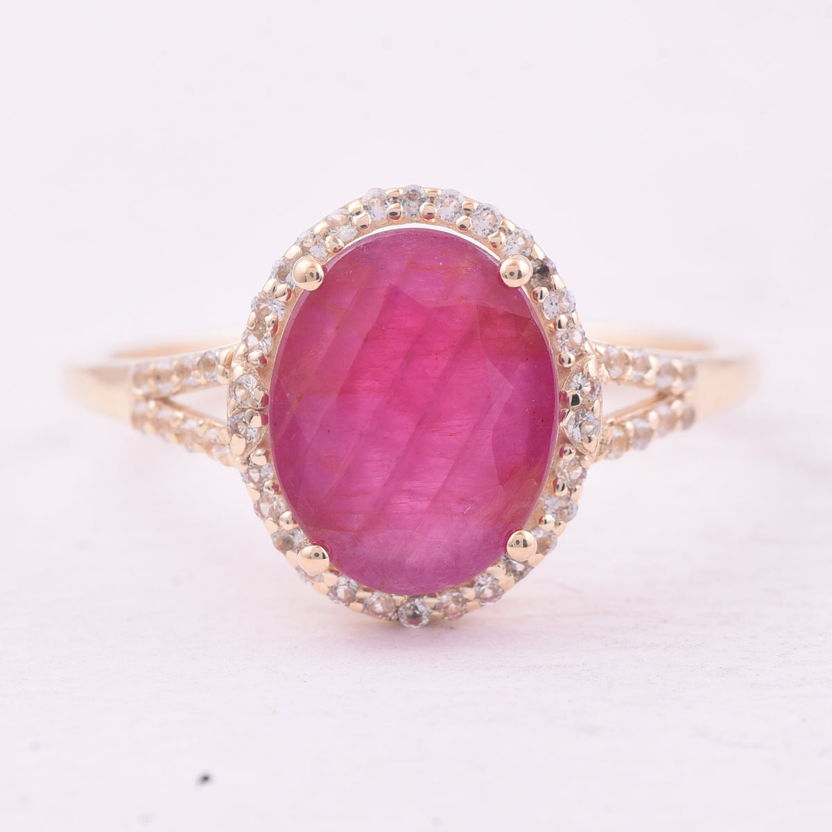 2.91 Ct Oval Ruby 9K Gold Ring