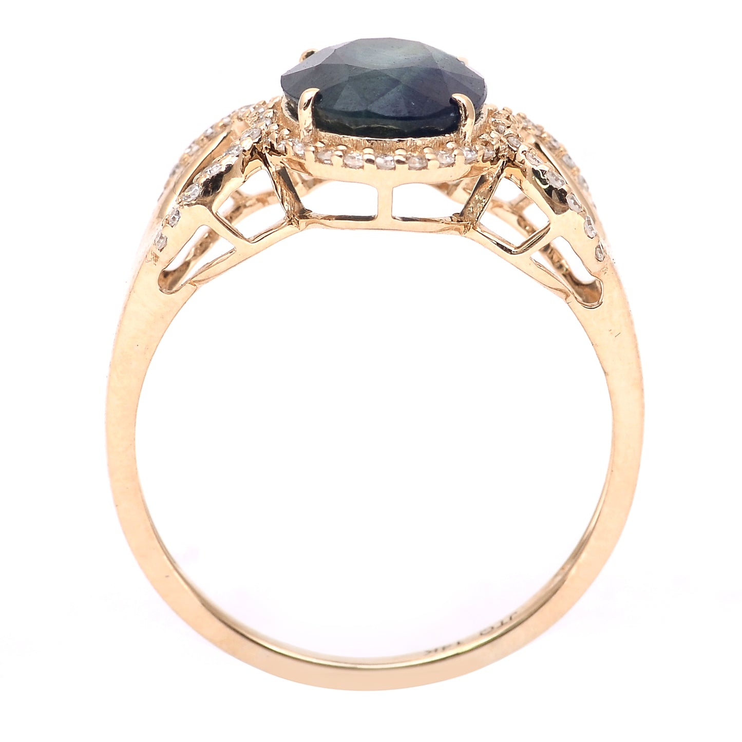 3.22 Ct Oval Mixed Cut Natural Sapphire 14K Gold Ring