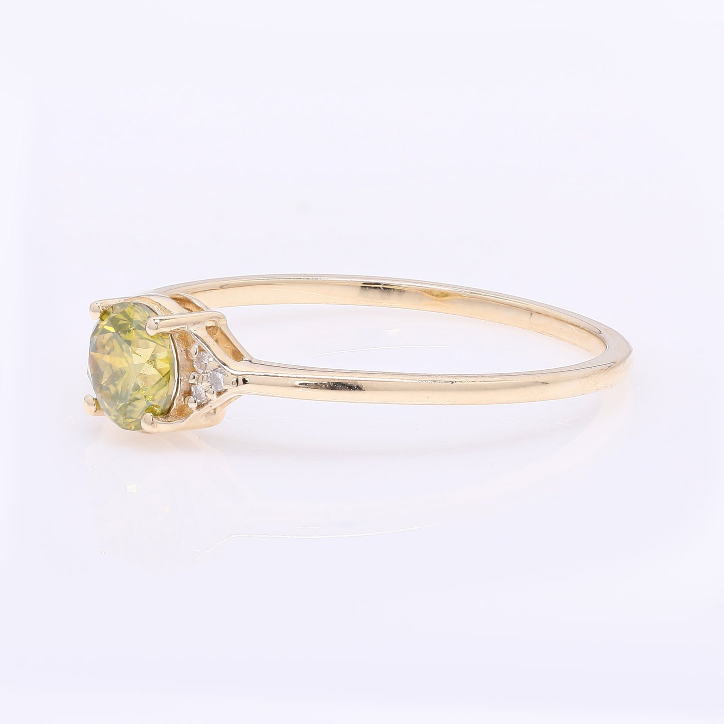 0.48 Ct Round Yellow Diamond 14K Gold Ring