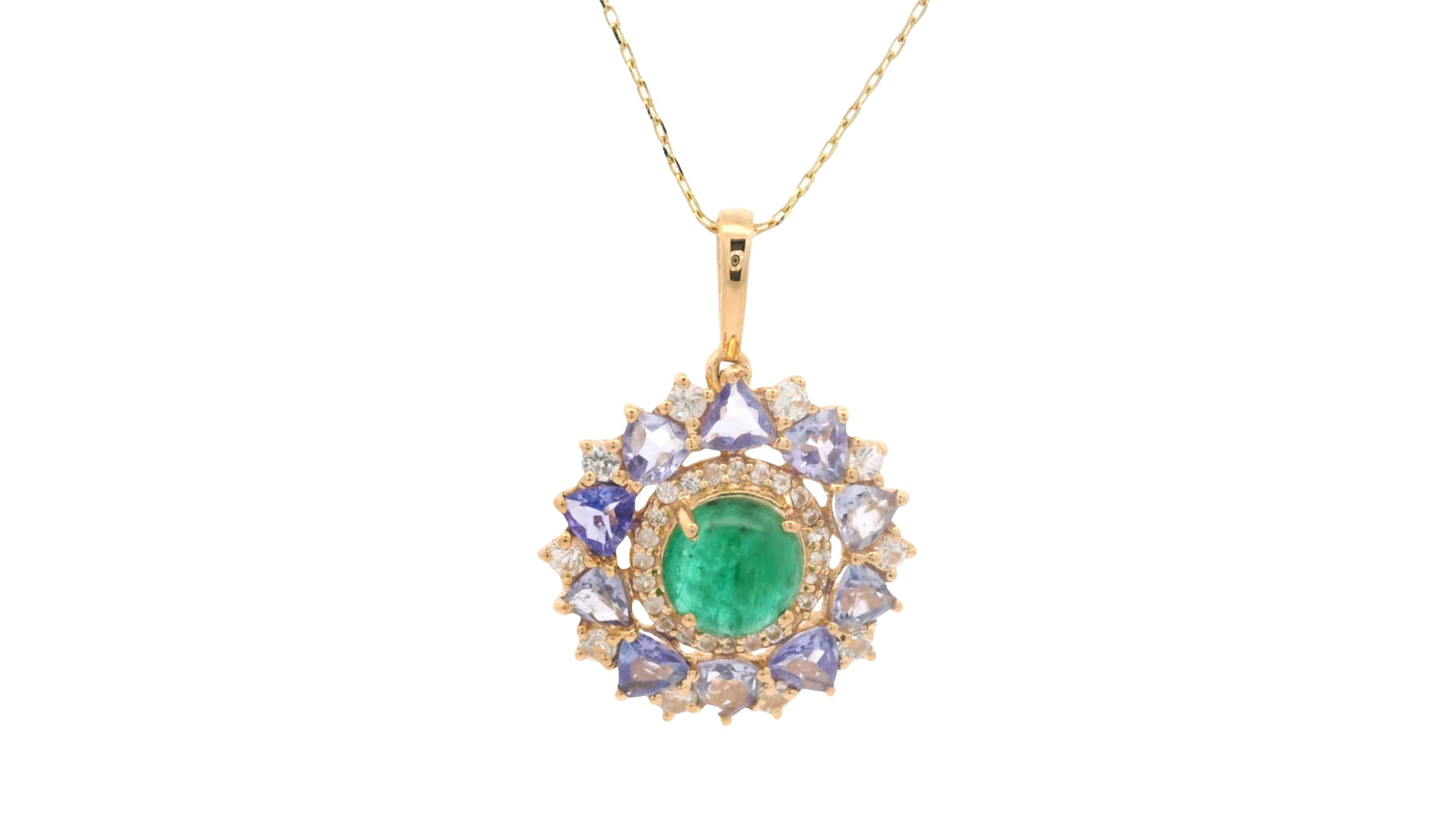 2.13 Ct Round Emerald 14K Gold Pendant