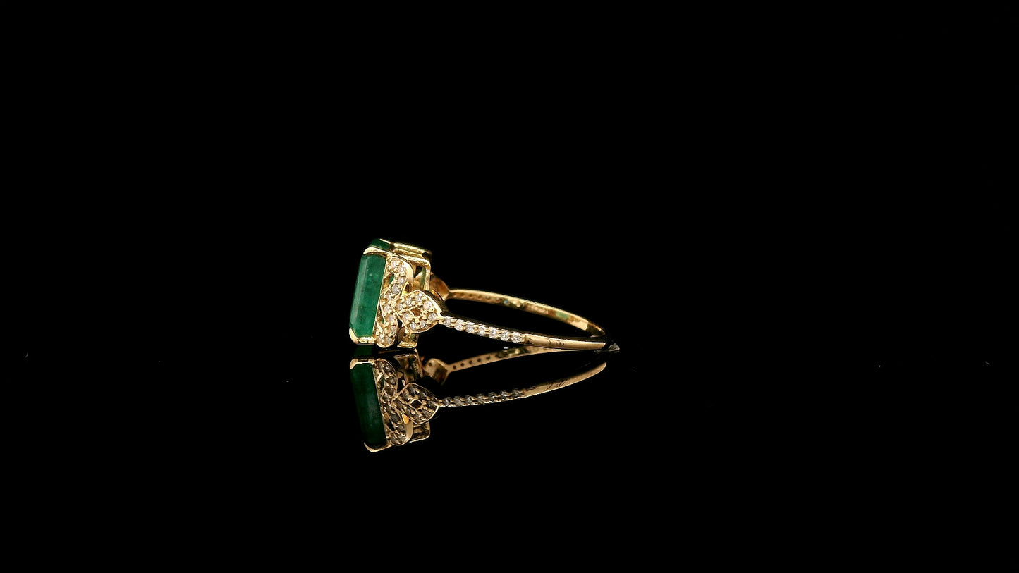 2.48 Ct Octagon Natural Emerald 14K Gold Ring
