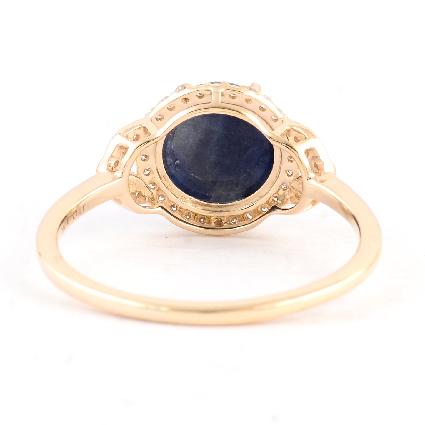 3.16 Ct Round Cabochon Natural Corundum Sapphire 14K Gold Ring