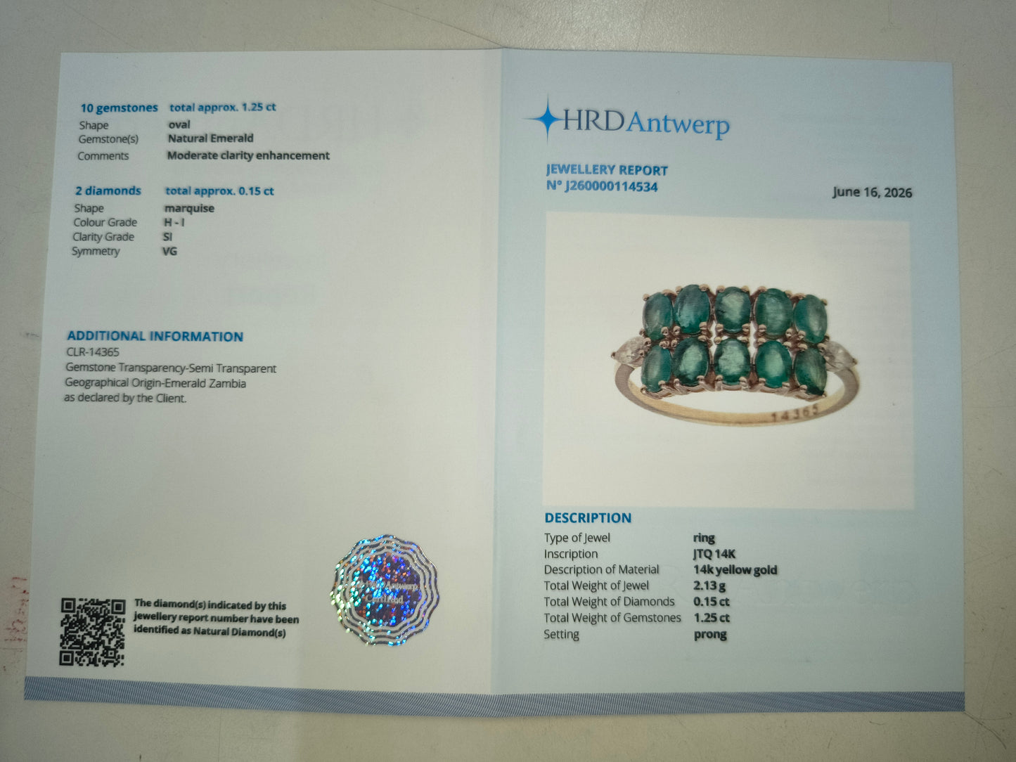 1.40 Ct Oval Natural Emerald 14K Gold Ring