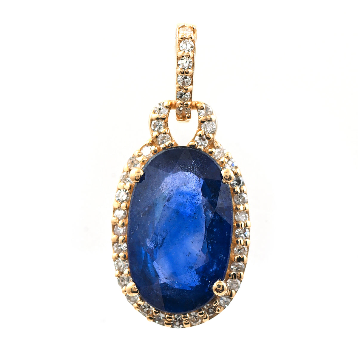 2.42 Ct Oval Mixed Cut Natural Sapphire 14K Gold Pendant