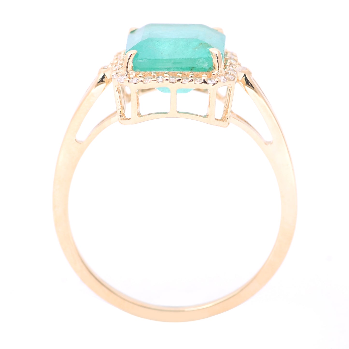 2.96 Ct Octagon Step Cut Natural Emerald 14K Gold Ring