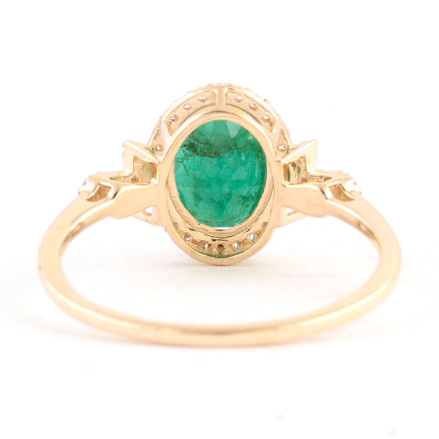 1.53 Ct Oval Mixed Cut Natural Beryl Emerald 14K Gold Ring