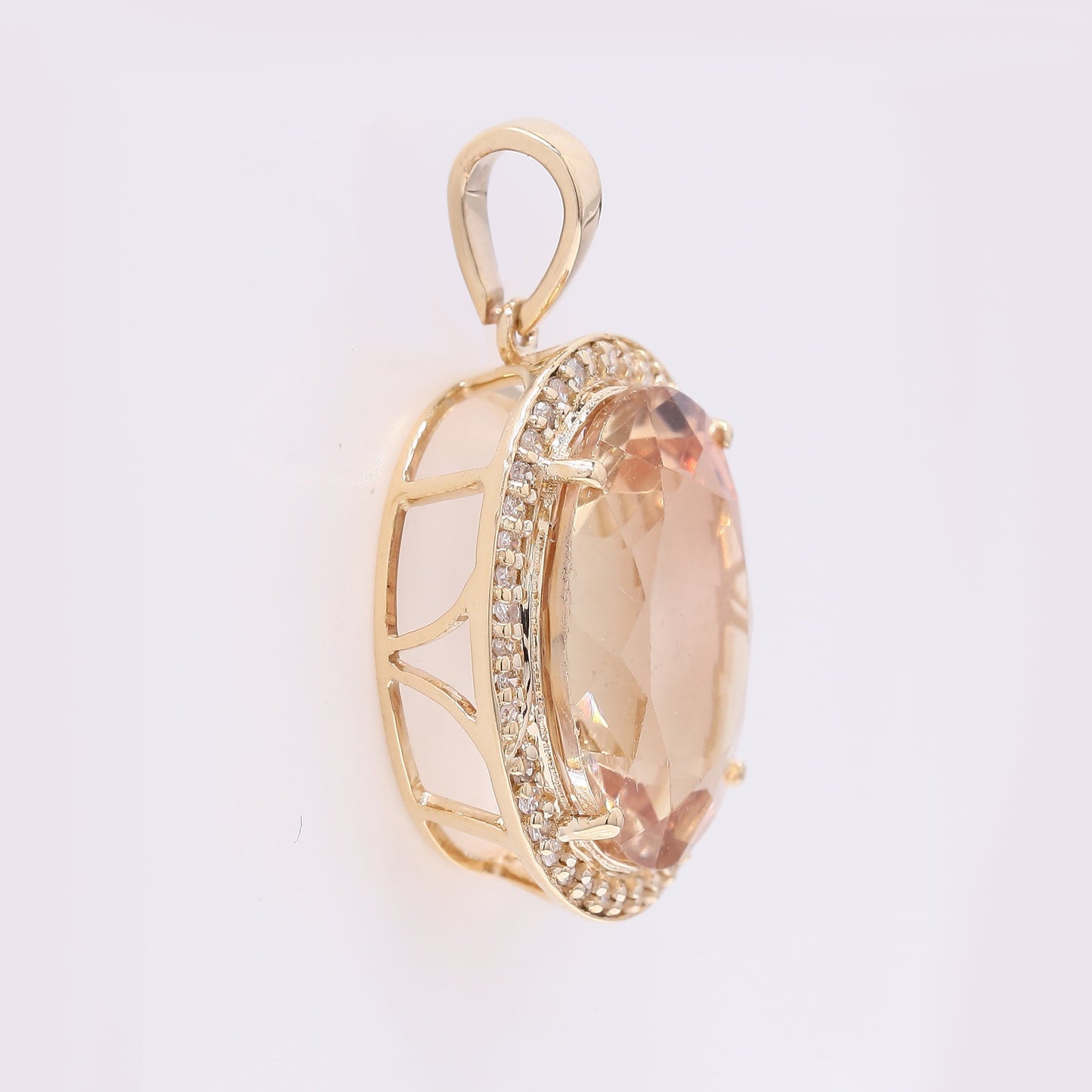 5.70 Ct Oval Mixed Cut Natural Sunstone 14K Gold Pendant