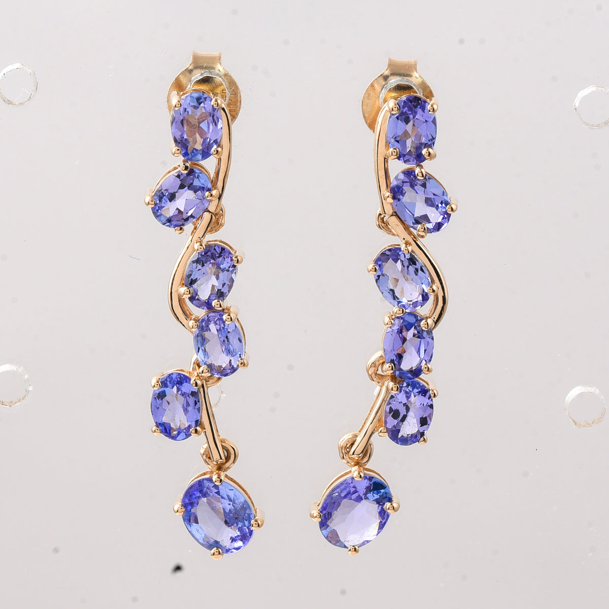 2.15 Ct Oval Natural Tanzanite 14K Gold Earrings