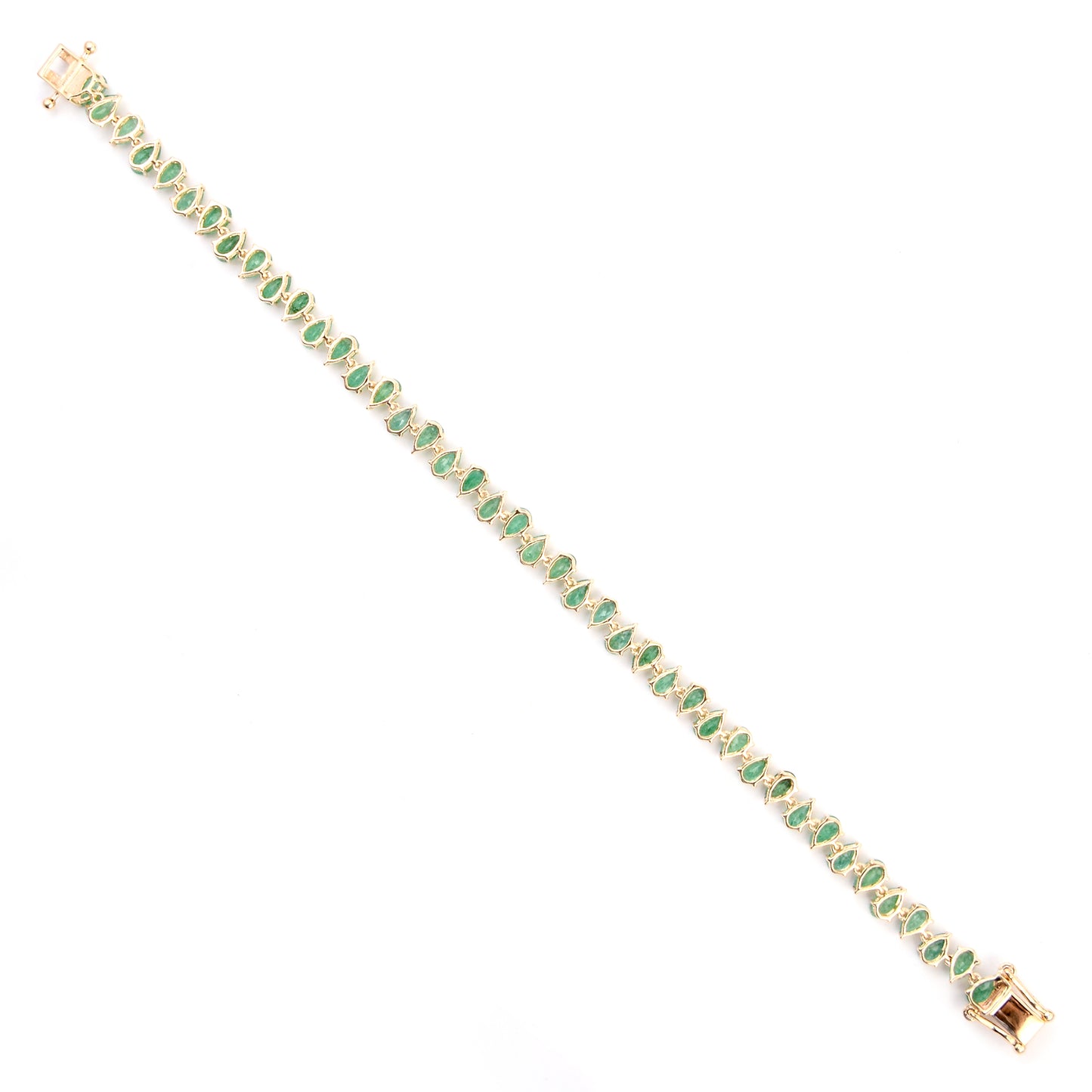 7.68 Ct Pear Emerald 14K Gold Braclet