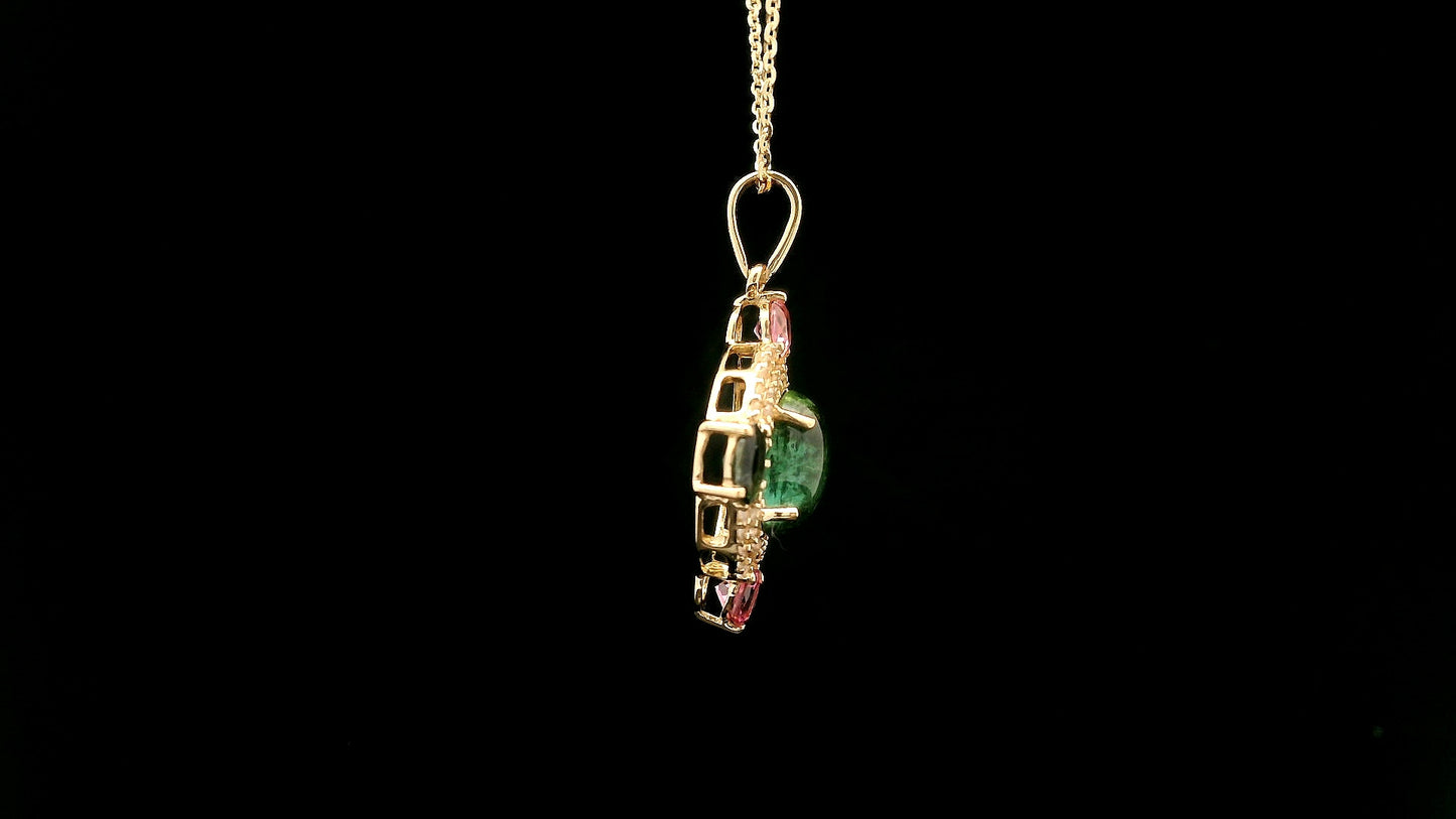 2.05 Ct Oval Tourmaline 14K Gold Pendant