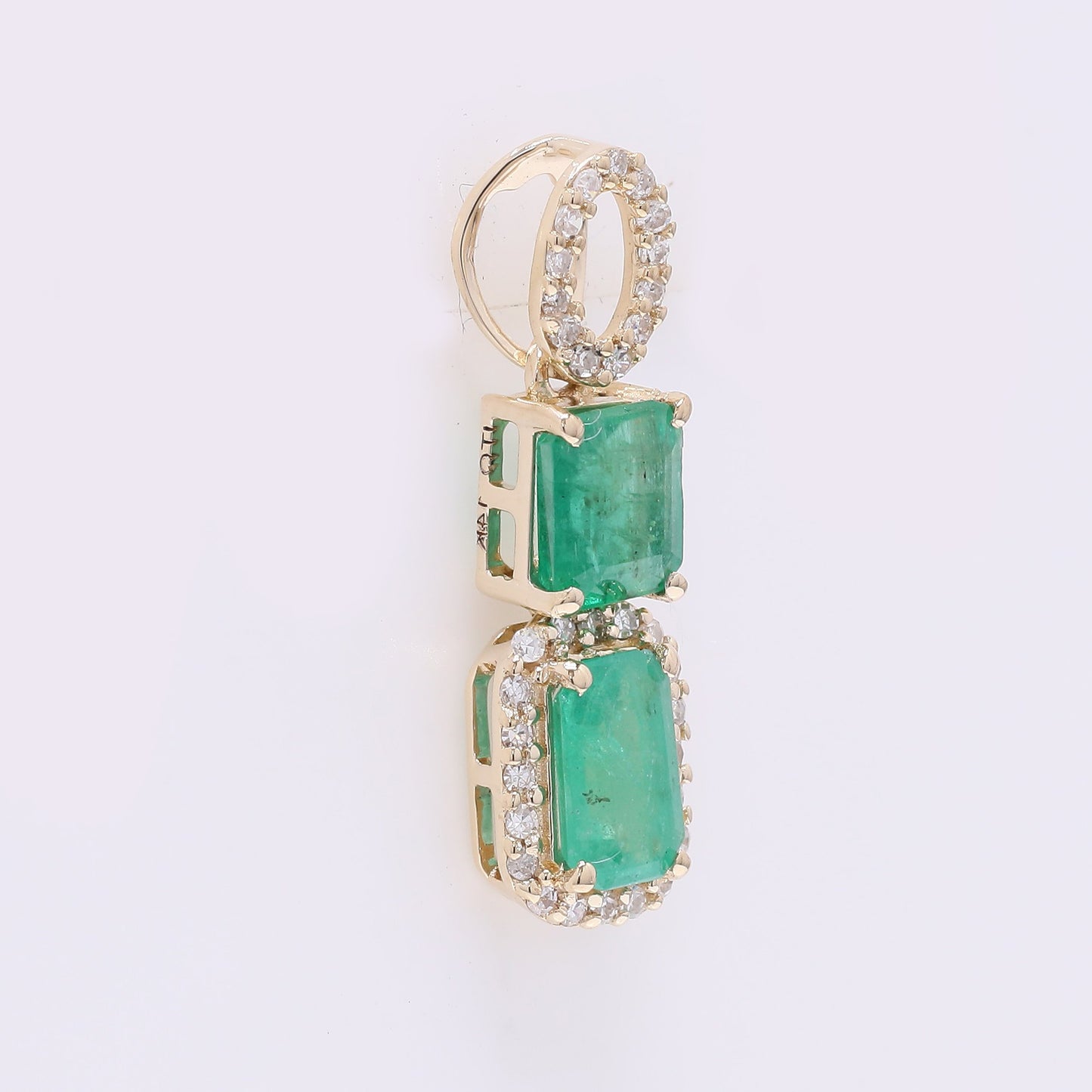1.08 Ct Octagon Step Cut Natural Emerald 14K Gold Pendant