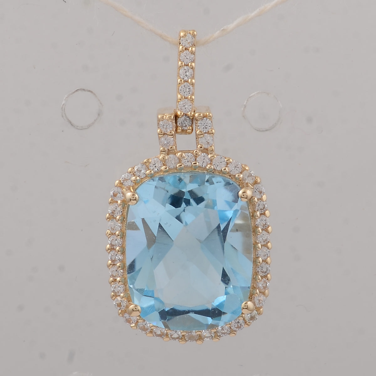 3.90 Ct Cushion Blue Topaz 9K Gold Pendant