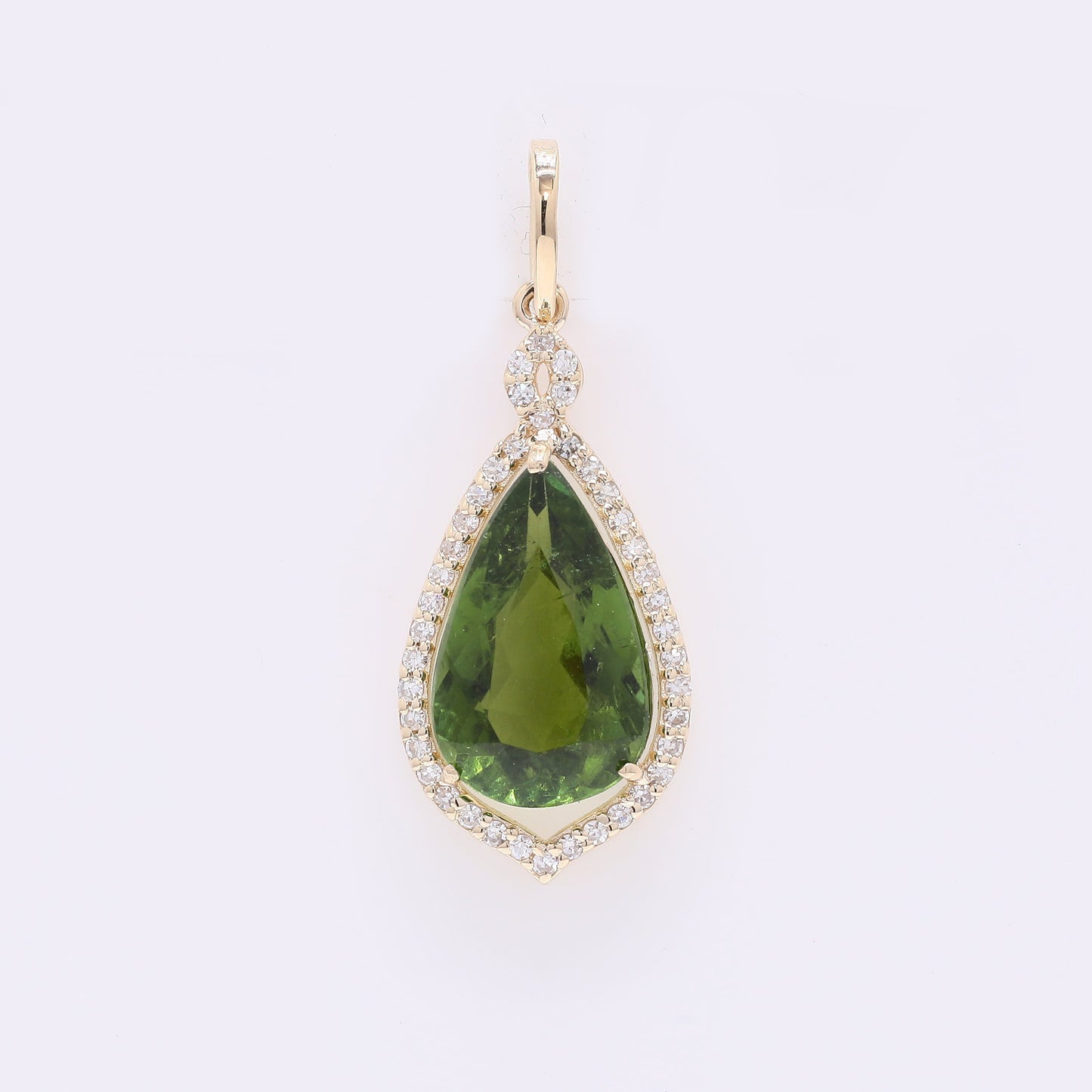2.35 Ct Pear Mixed Cut Natural Tourmaline 14K Gold Pendant