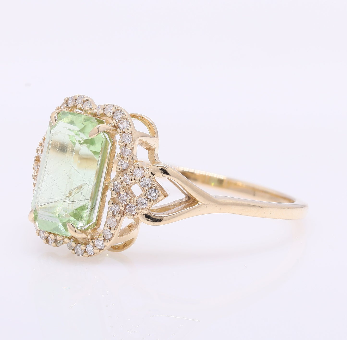 2.58 Ct Octagon Step Cut Natural Peridot 14K Gold Ring