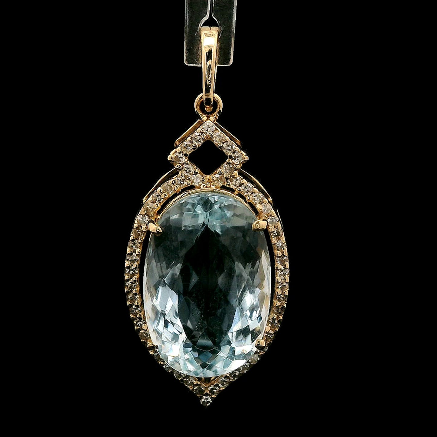 5.03 Ct Oval Mixed Cut Natural Aquamarine 14K Gold Pendant