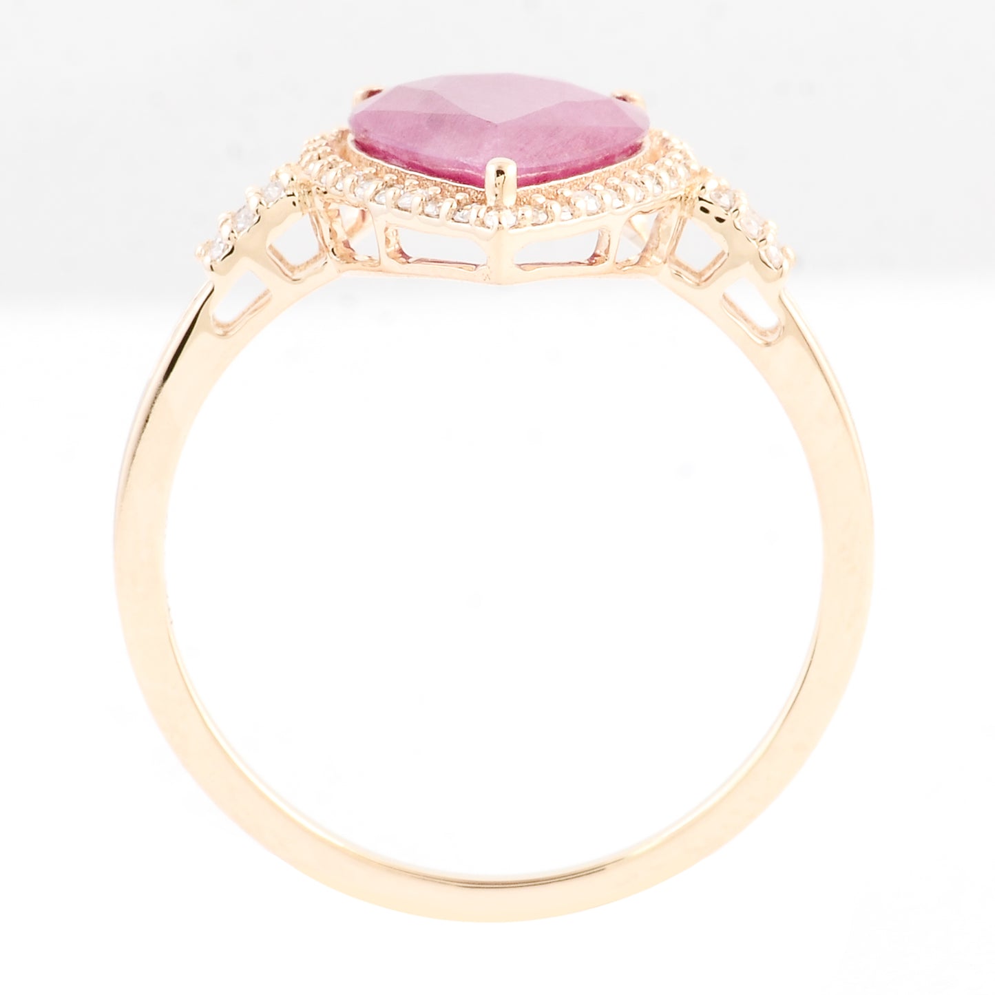 2.10 Ct Pear Mixed Cut Natural Corundum Ruby 14K Gold Ring