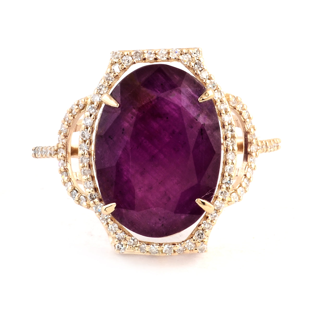 7.94 Ct Oval Mixed Cut Natural Corundum Ruby 14K Gold Ring