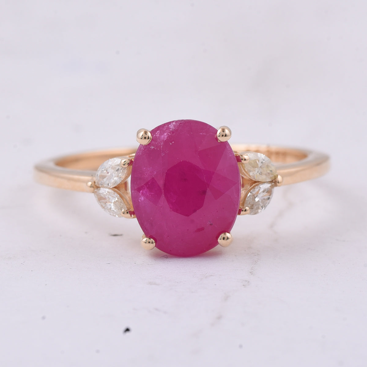 2.78 Ct Oval Natural Ruby 14K Gold Ring