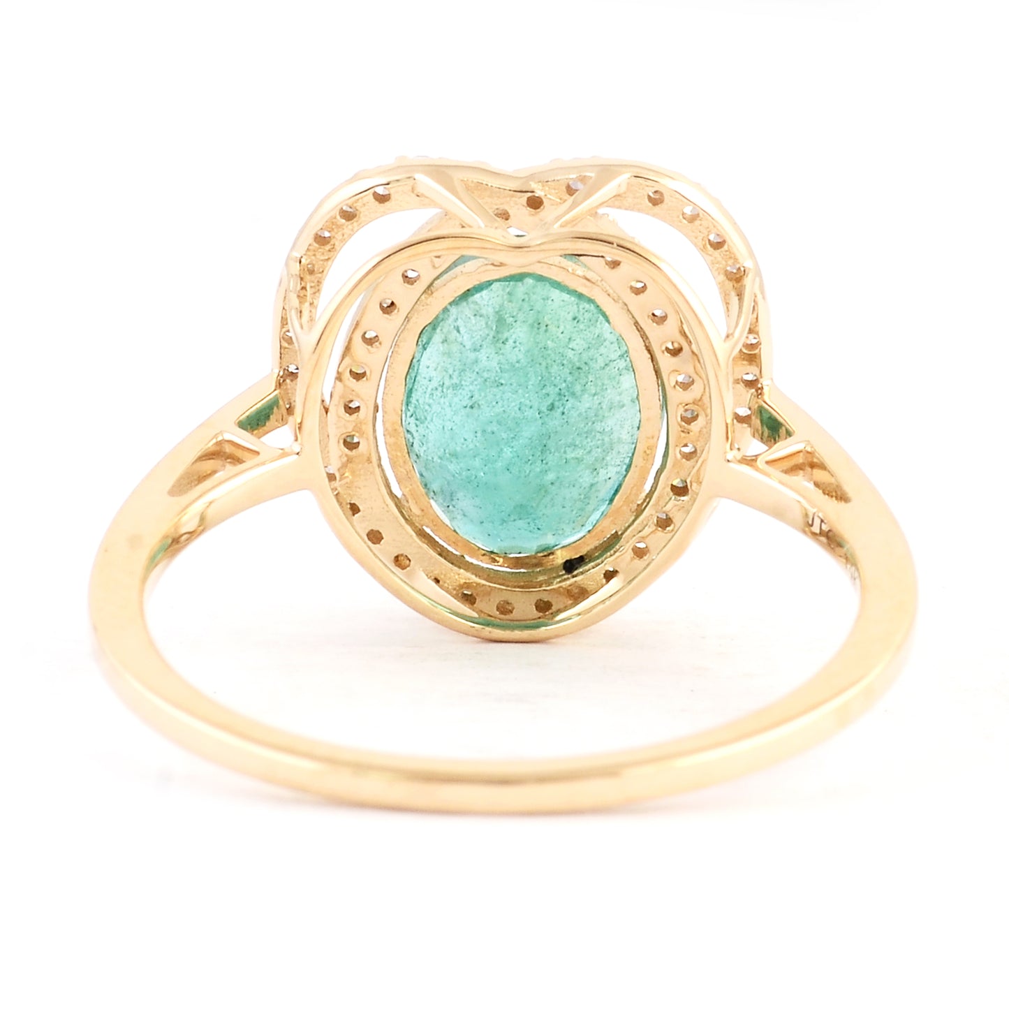 1.89 Ct Oval Mixed Cut Natural Beryl Emerald 14K Gold Ring
