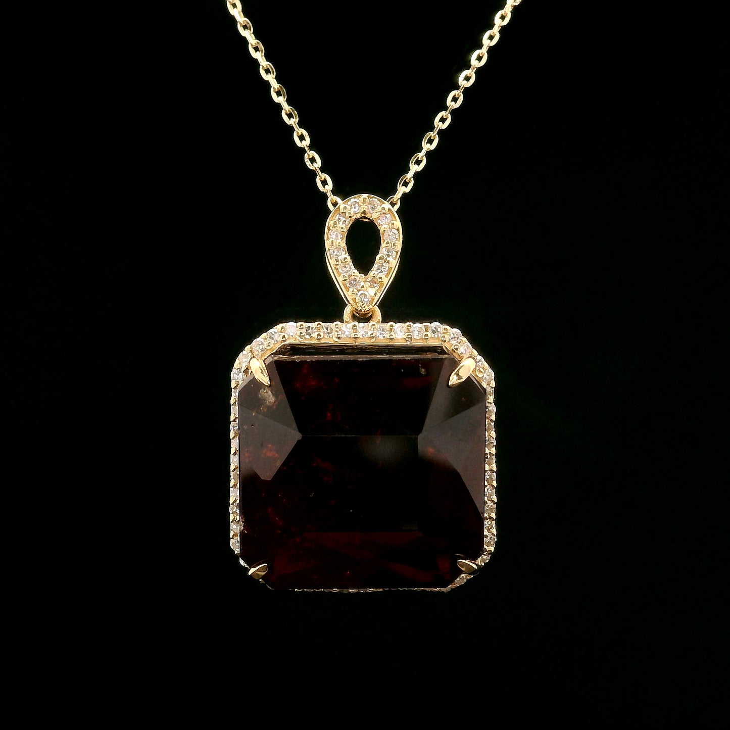 15.86 Ct Octagon Hessonite 14K Gold Pendant
