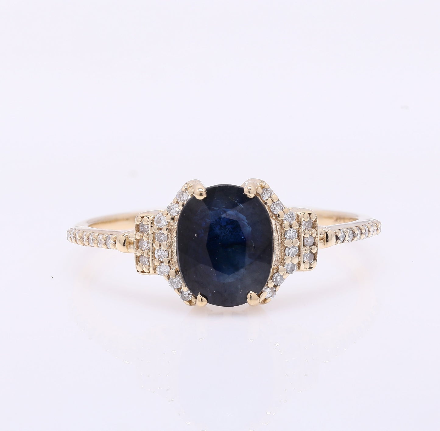 1.21 Ct Oval Mixed Cut Natural Sapphire 14K Gold Ring