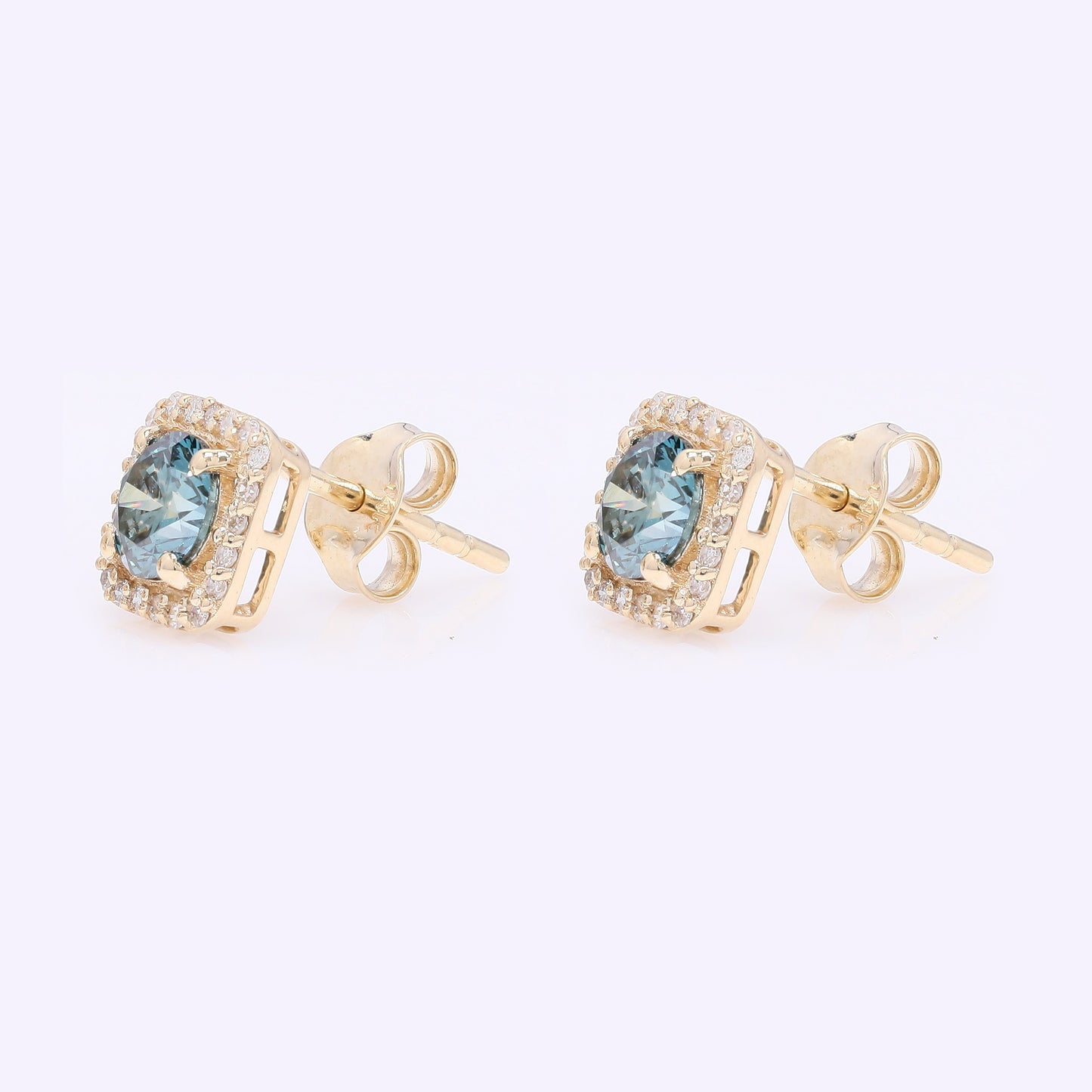 0.99 Ct Round Blue Diamond 14K Gold Earrings