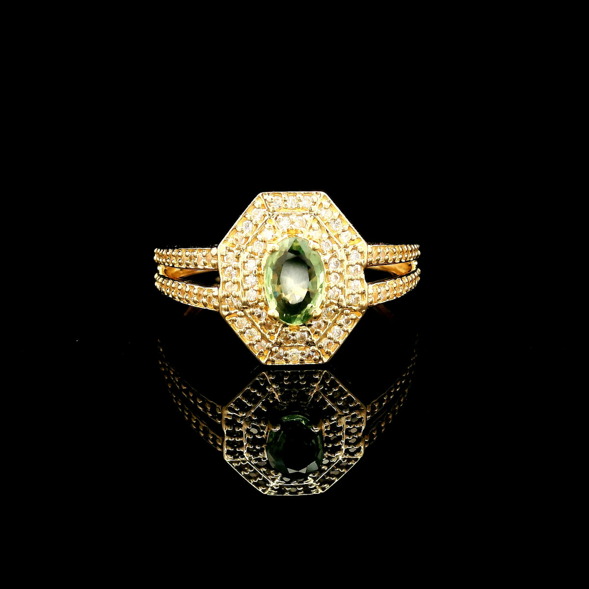 0.87 Ct Oval Multi Sapphire 14K Gold Ring