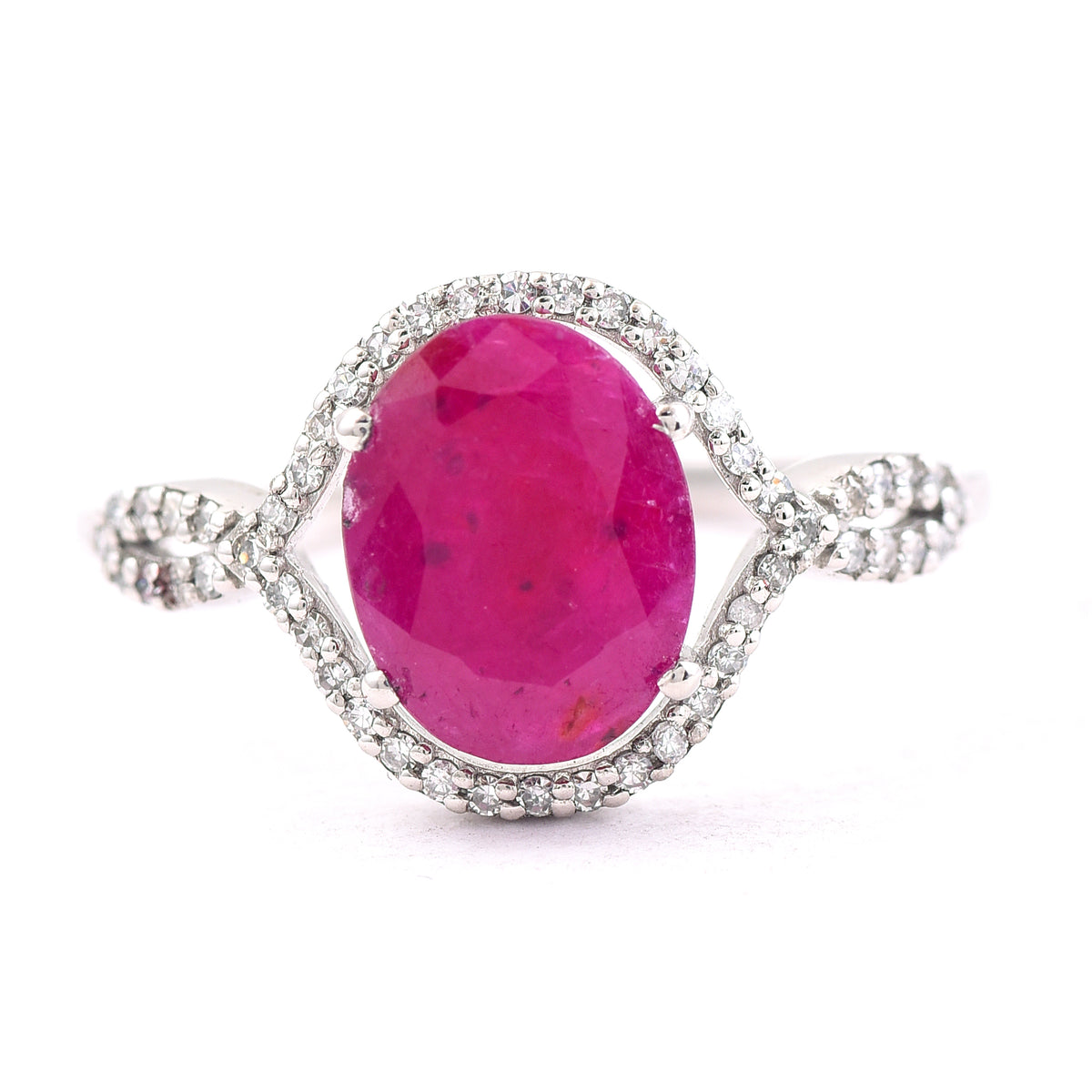 2.05 Ct Oval Mixed Cut Natural Ruby 950 Platinum Ring