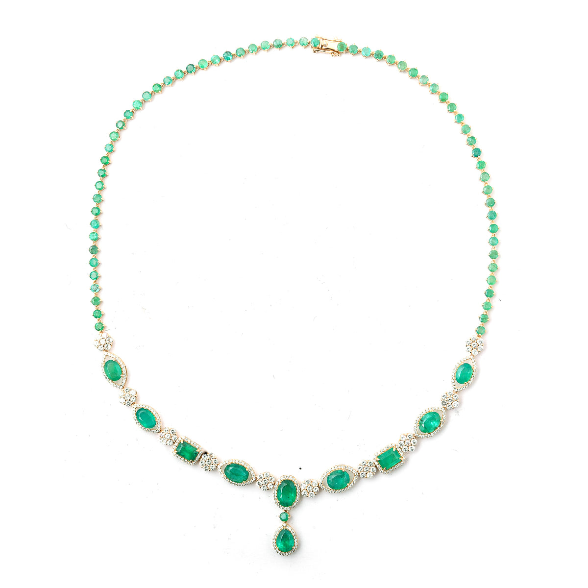 21.53 Ct Natural Emerald 14K Gold Necklace