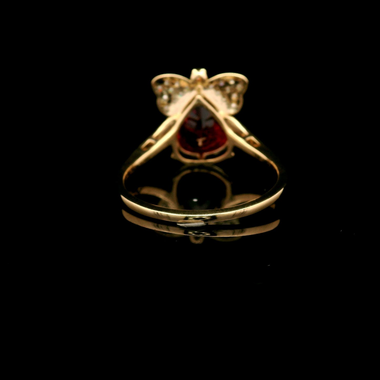 3.05 Ct Pear Mixed Cut Lab Grown Ruby 14K Gold Ring