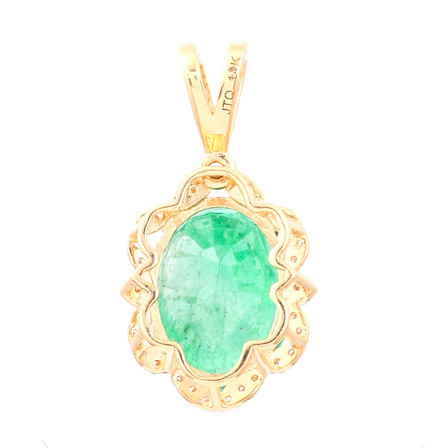 4.00 Ct Oval Natural Emerald 14K Gold Pendant