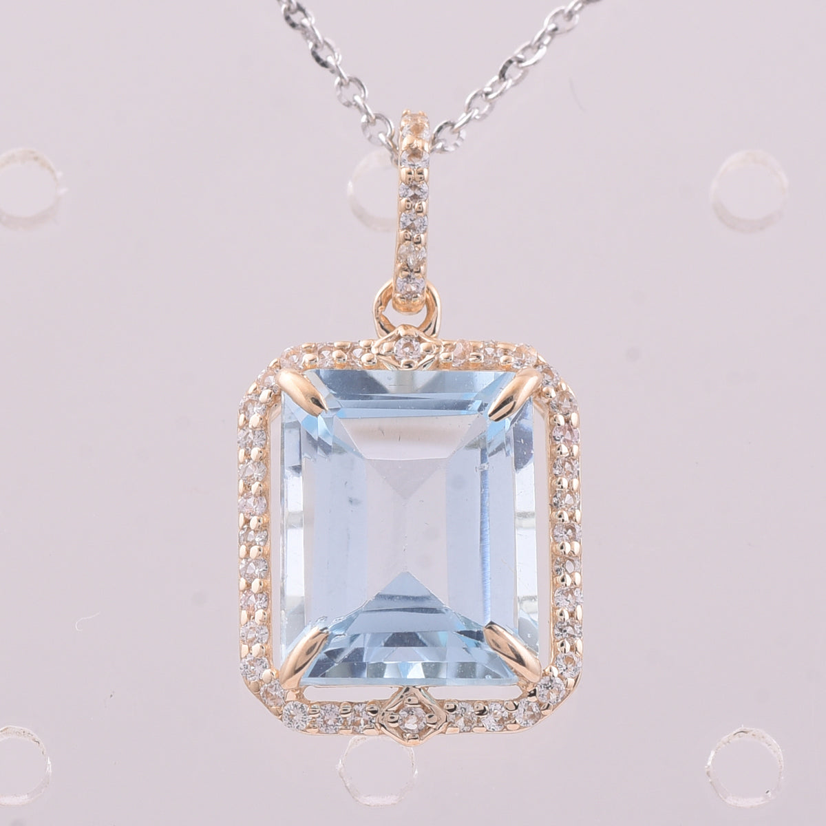 4.41 Ct Octagon Blue Topaz 9K Gold Pendant