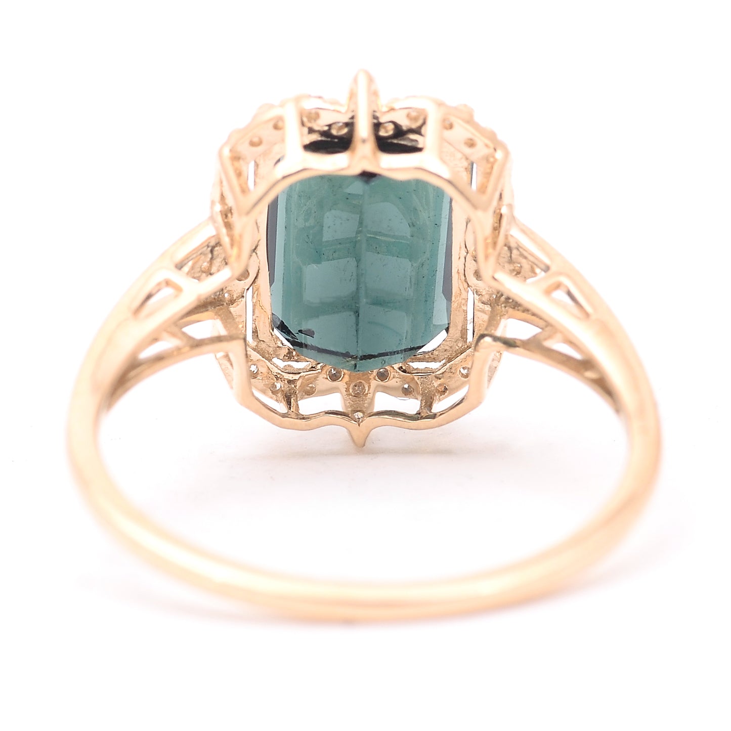 2.92 Ct Octagon Step Cut Natural Tourmaline 14K Gold Ring