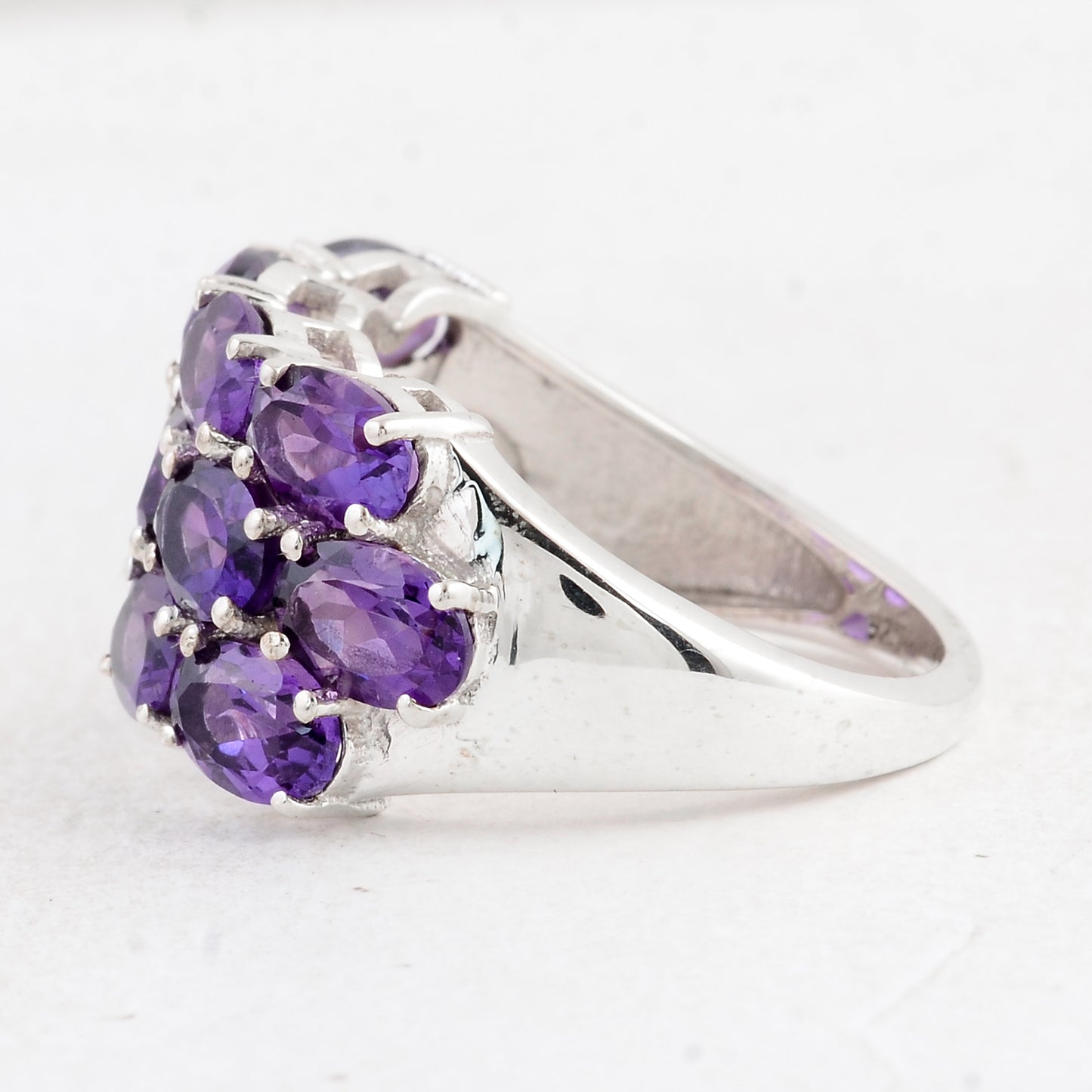 5.43 Ct Oval Amethyst 925 Sterling Silver Ring