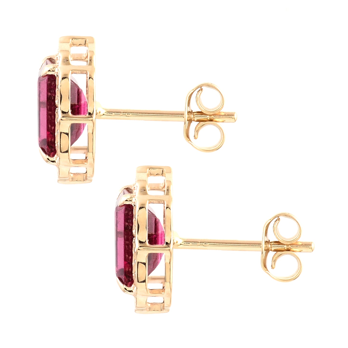 2.36 Ct Emerald Cut Natural Tourmaline 14K Gold Earrings