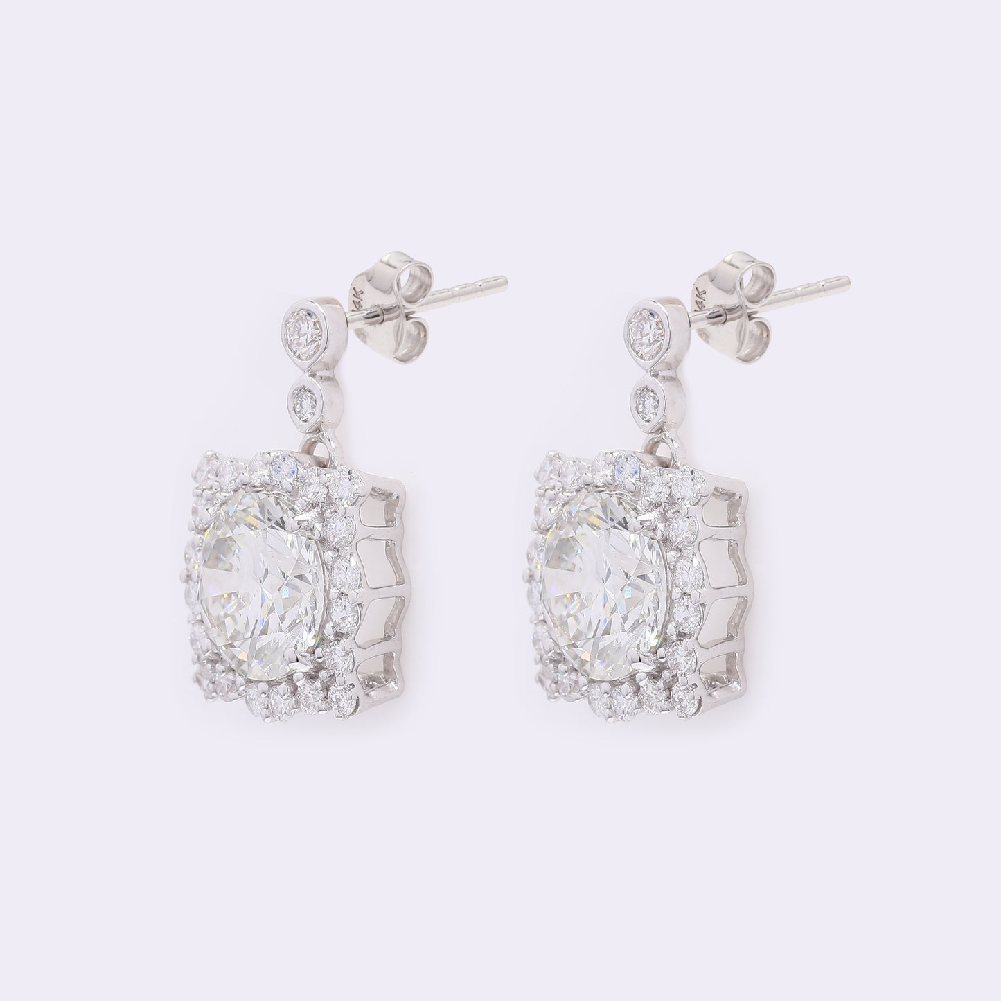 3.47 Carats Lab Grown Diamond 14K Gold Earrings