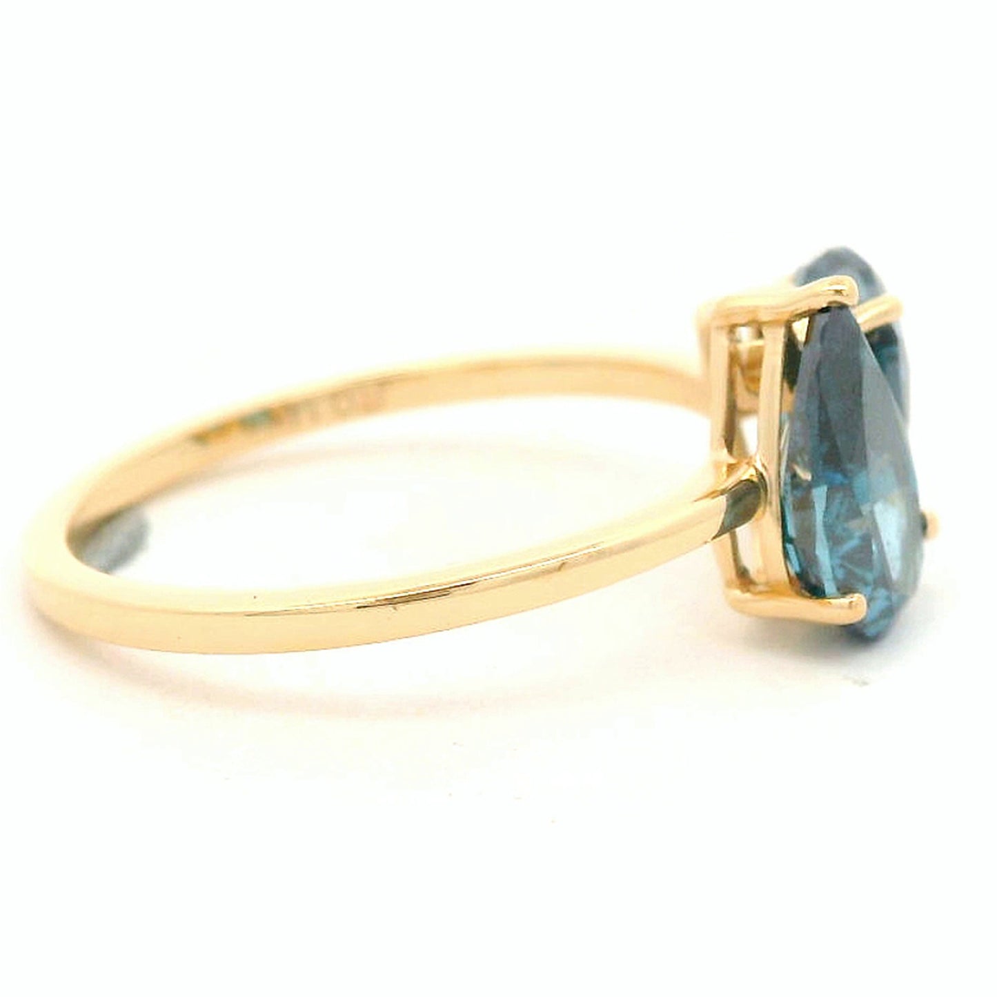 2.19 Ct Pear Blue Diamond 14K Gold Ring
