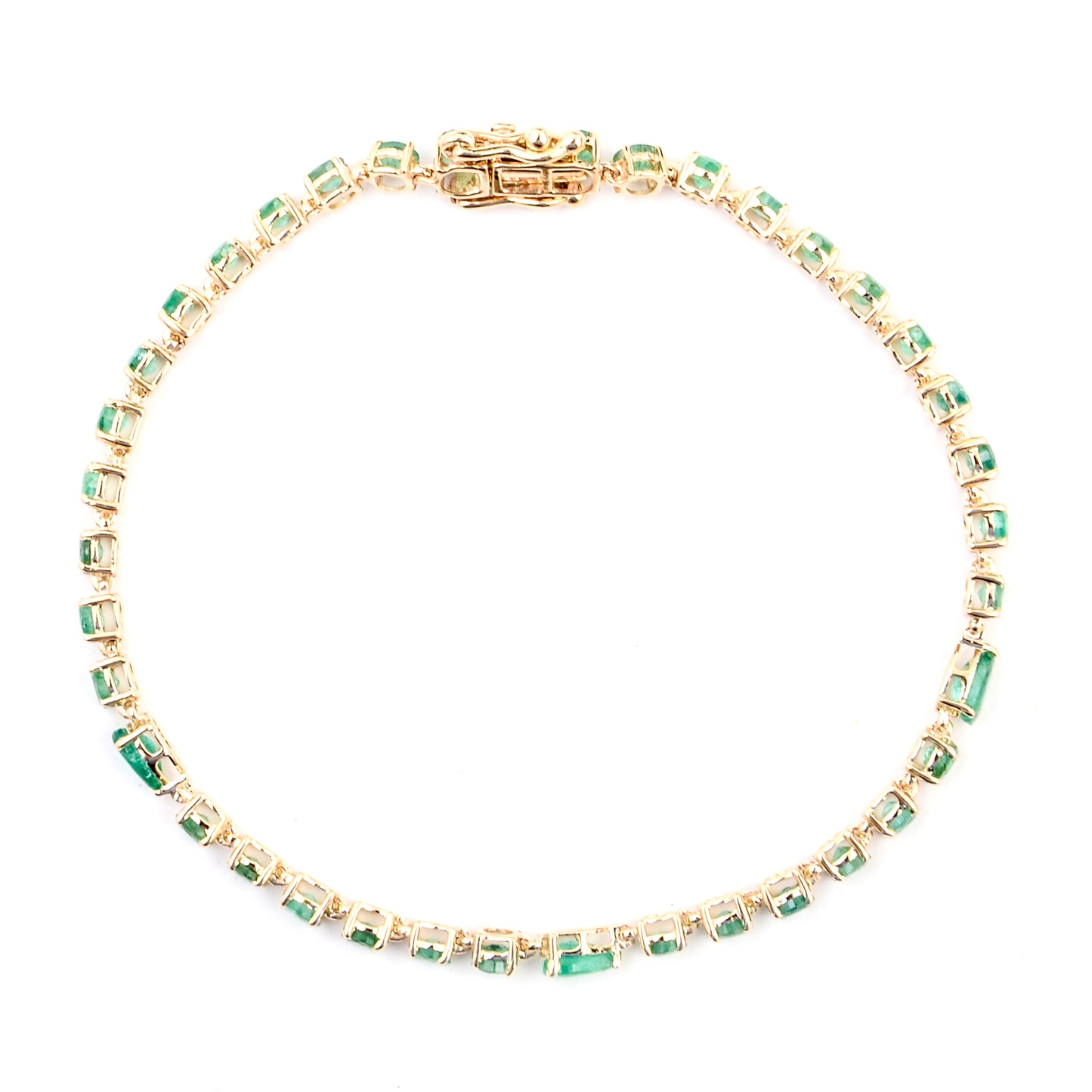 5.68 Ct Pear Emerald 14K Gold Braclet