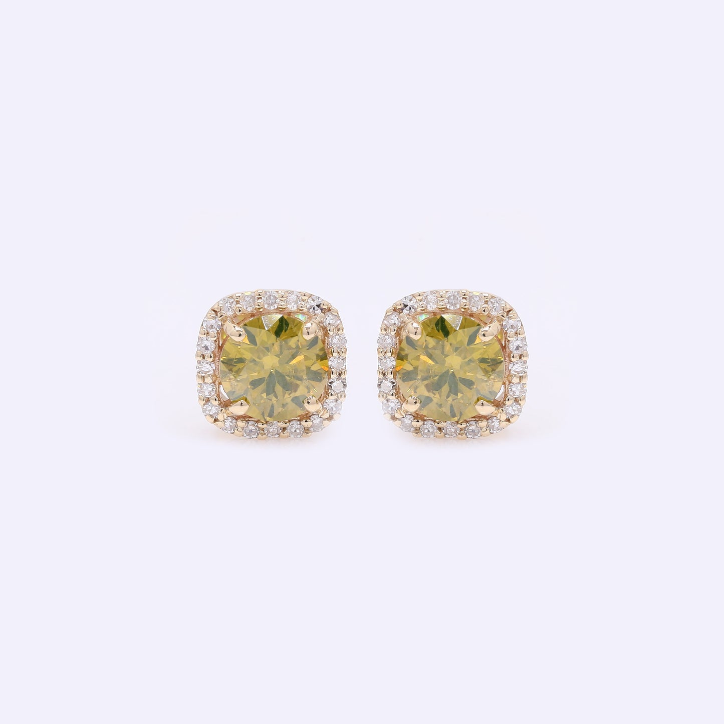 1.13 Ct Round Yellow Diamond 14K Gold Earrings